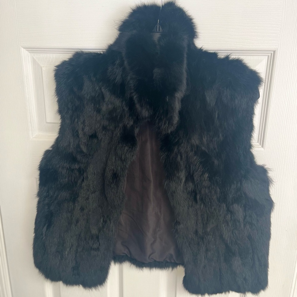 Black Real Rabbit Fur Vest